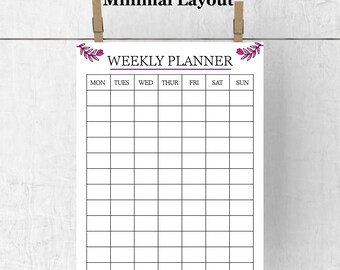 Weekly Planner Printable | Minimal A4 PDF | Mon–Sun Layout | Simple Weekly Organizer| Instant Download