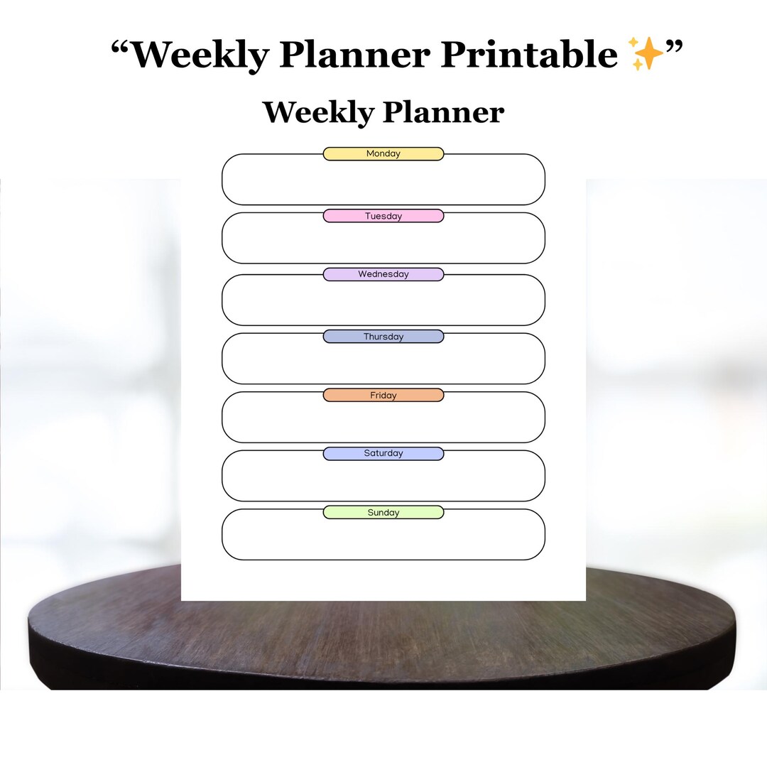 Minimal Weekly Planner Printable | A4 PDF, Mon-sun (instant Download ...