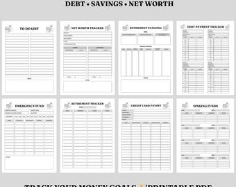 Budget Tracker Planner | Debt, Savings, Net Worth (US Letter)
