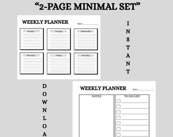 Minimal Weekly Planner Printable | A4 PDF, Notes + To-Do (Instant Download)