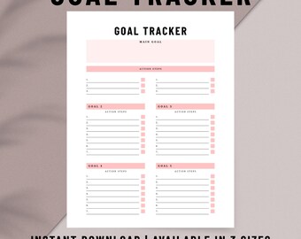 Goal Tracker Planner | Action Steps, Habit Building (Digital Download)