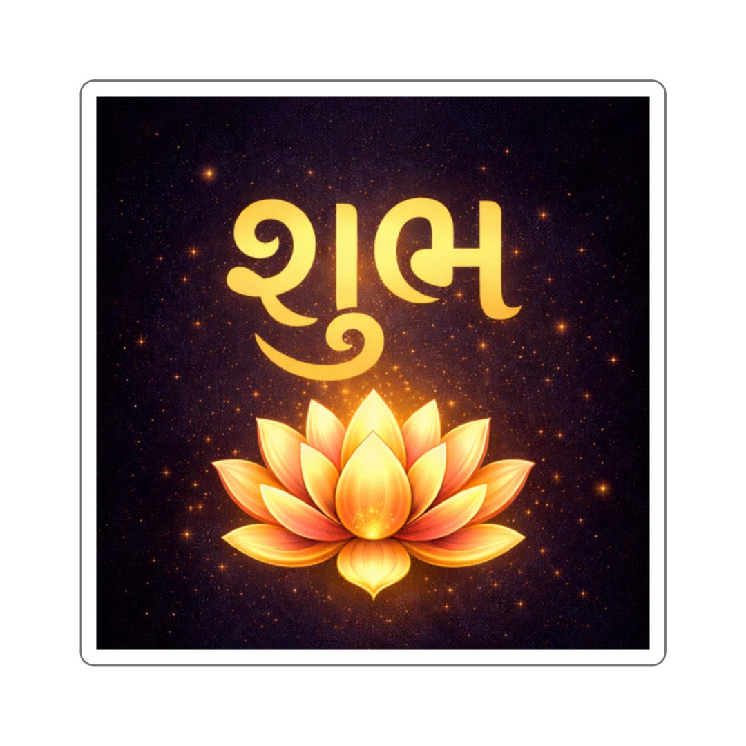 Subh Sticker Shubh Lotus Sticker | Hindi Devotional Art, Laptop Decal - Etsy