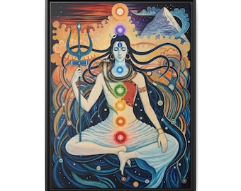 Chakra Shiva Painting Canvas | Framed Matte Wall Art