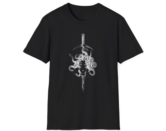 Medusa Tee, white on dark
