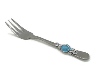 Beaded Serving Fork: Wire Wrapped Stainless Steel Meat Fork