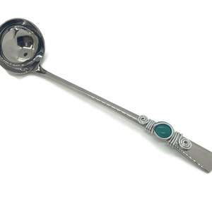 Large Stainless Steel Ladle: Beaded Wire-Wrapped Serving Utensil