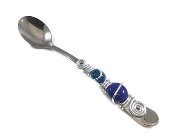 Beaded ice tea, dessert spoon, wire wrapped, parfait spoon, tea spoon, ice cream spoon, tea, spoon,  ice tea lover, lemonade spoon