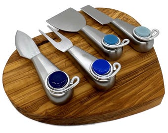 Wire Wrapped Cheese Knife Set: Stainless Steel Charcuterie Knives, Hannukah
