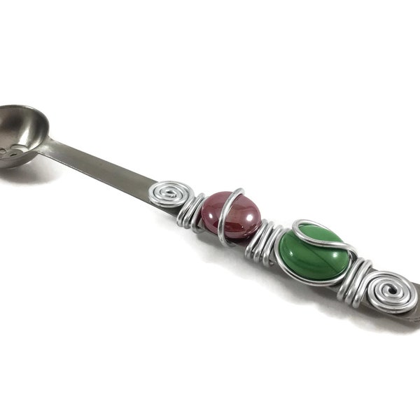 OLIVE SPOON, Beaded Olive Spoon, Slotted Spoon, Barware, Relish Tray, Beaded Utensil, Table Top, Gifts Under 15