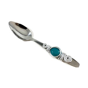 Beaded Grapefruit Spoon: Wire Wrapped Stainless Steel Citrus Spoon