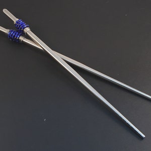 chop sticks, hair sticks, beaded chop stick, hair accessory, wire wrapped chop sticks, cobalt blue, sushi utensil, sushi lover