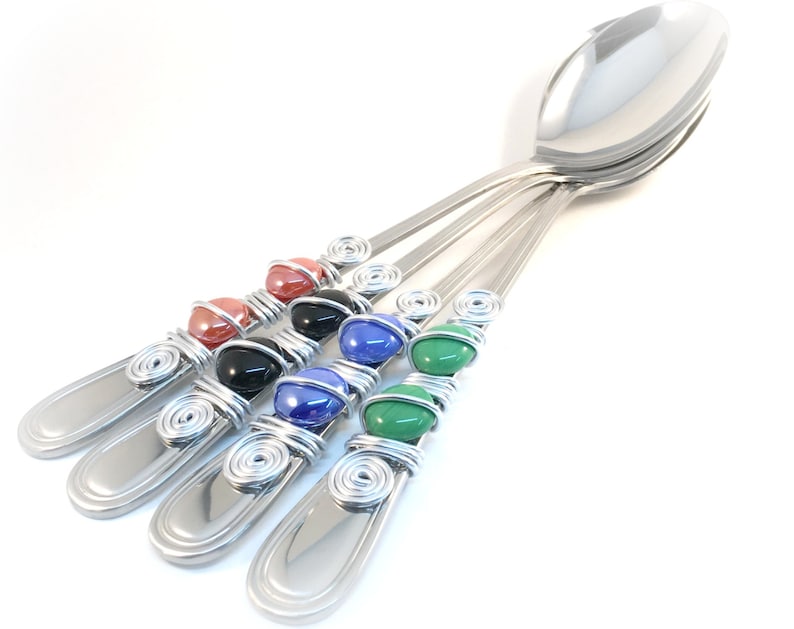 Beaded serving spoon, large spoon, wire wrapped serving spoon, hostess gift, housewarming gift, beaded serving utensil image 3