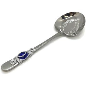 Beaded Berry Spoon: Wire Wrapped Stainless Steel Serving Spoon
