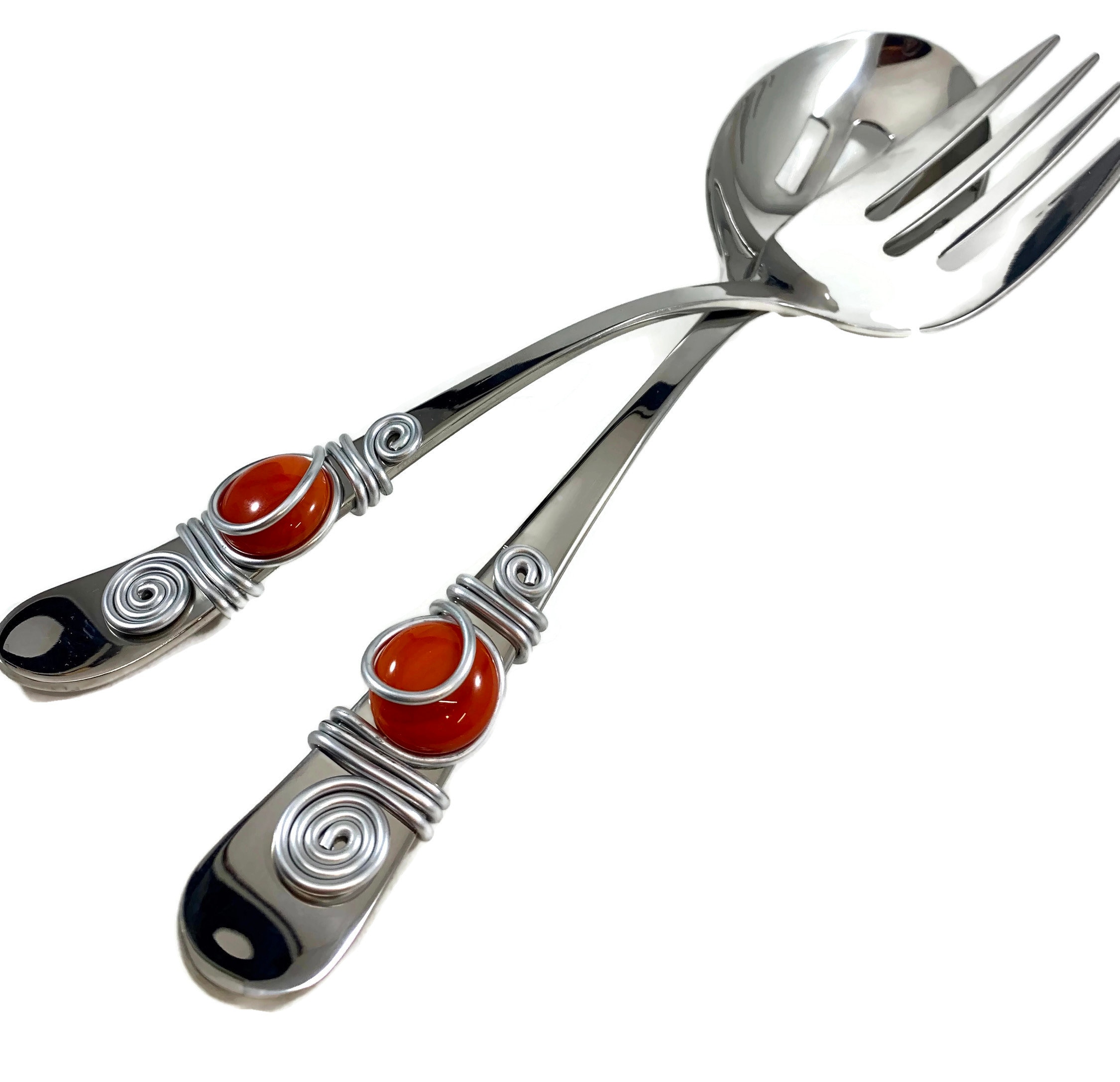 Beaded salad serving set salad utensils kitchen utensil Etsy