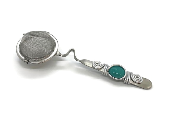 Mesh Tea Ball with Cup Rest Handle, Tea Infuser, Loose Tea Infuser, Tea, Wire Wrapped Tea Infuser, Tea Spoon, Tea Gift, Handmade