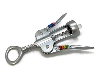 LGBTQ+ PRIDE Wine Opener: Rainbow Wire Wrapped Corkscrew