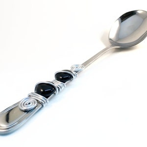 Beaded Serving Spoon: Wire Wrapped Stainless Steel Utensil