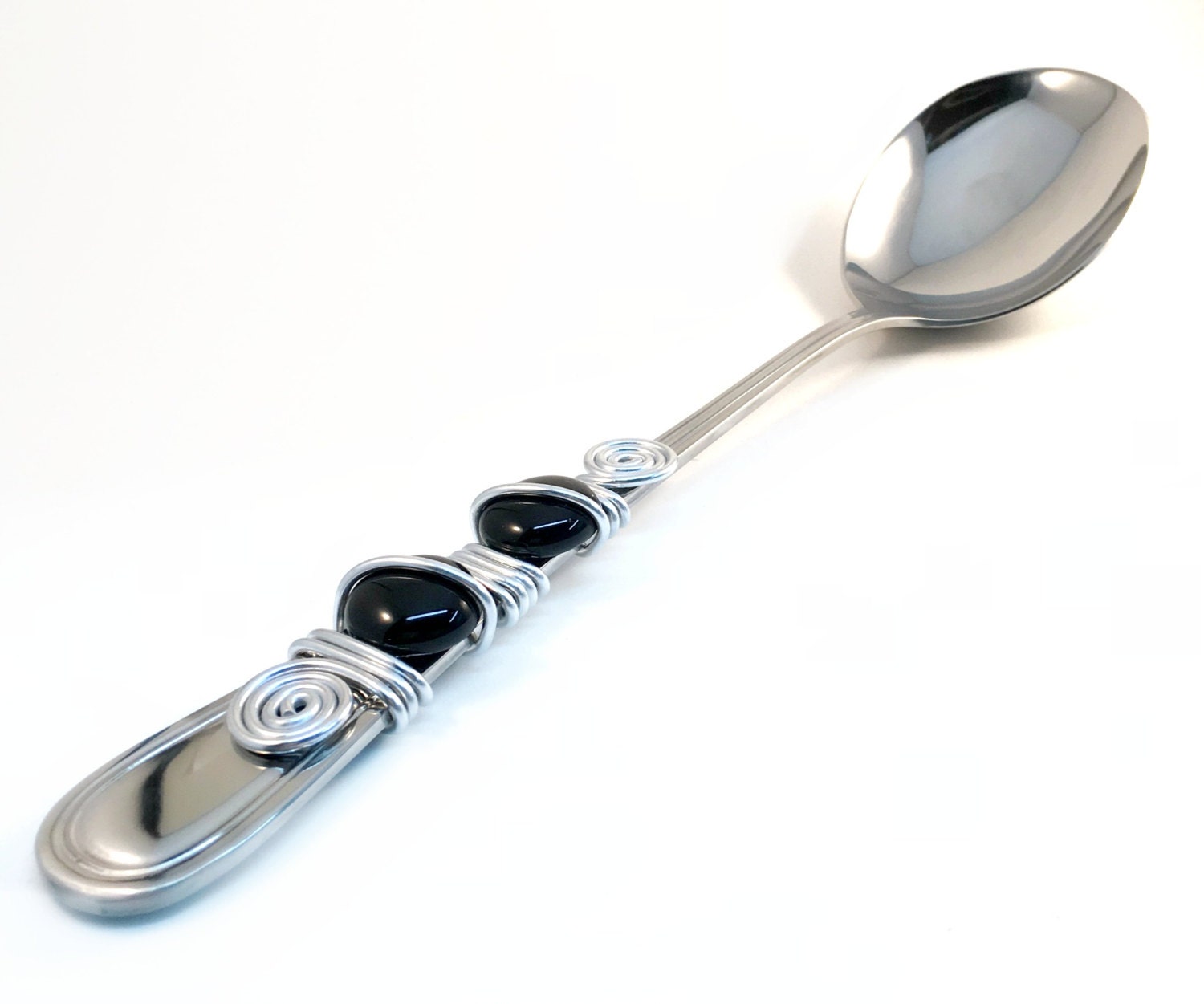 Beaded serving spoon, large spoon, wire wrapped serving spoon, hostess gift, housewarming gift, beaded serving utensil