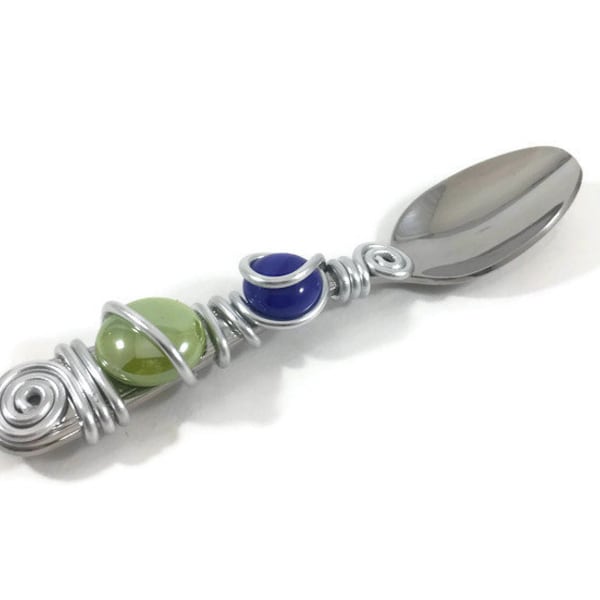 Small Dip Spoon, Condiment Spoon, Wire Wrapped Spoon, Beaded Utensil, Wire Wrapped Utensil, Jam Spoon, Decorative Spoon