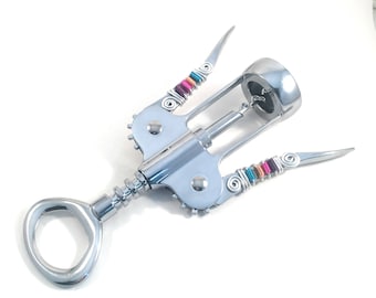 Apribottiglie avvolto in filo metallico, apribottiglie, cavatappi a forma di ala, apribottiglie decorato, regalo per l&#39;ospite, regalo di inaugurazione della casa, amante del vino, avvolto in filo metallico