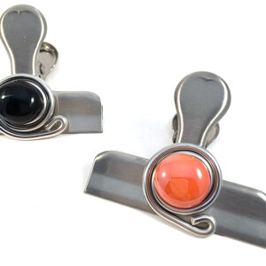 Beaded Stainless Steel Bag Clip: Kitchen Gadget with Marble Cabochon image 2