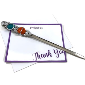 Beaded letter opener, 2 marble, desk accessory, gifts under 15 dollars, teacher gift, letter opener, office supply,secretary gift, grad gift