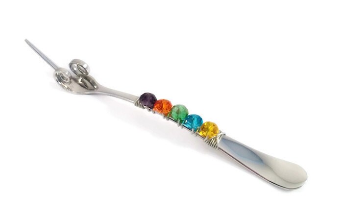 Beaded olive fork, appetizer fork, pickle fork, hostess gift, housewa…