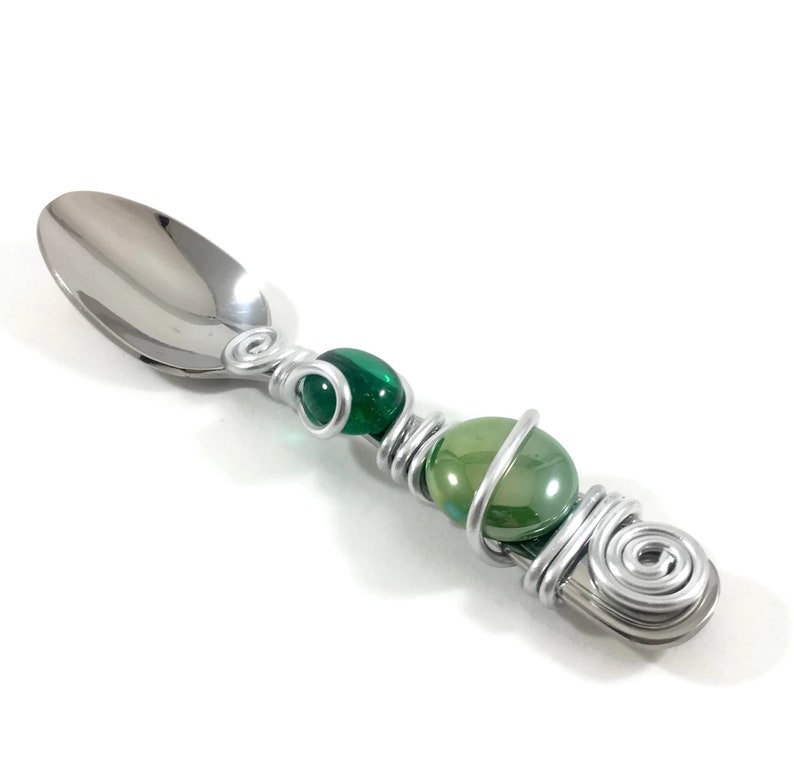Small Dip Spoon Jam Spoon Decorative Spoon Wire Wrapped Utensil Wire Wrapped Spoon Condiment Spoon Beaded Utensil