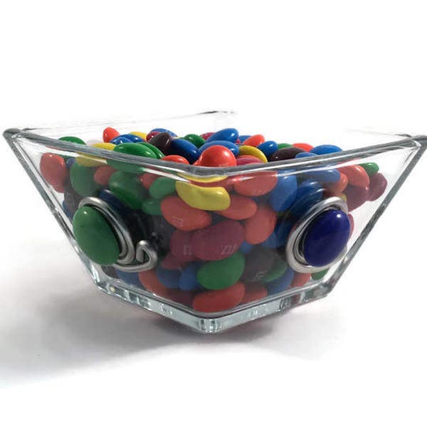 Beaded candy dish, beaded nut dish, dip bowl, hostess gift, housewarming gift, salsa bowl, small candy bowl, serving bowl, wire wrapped bowl