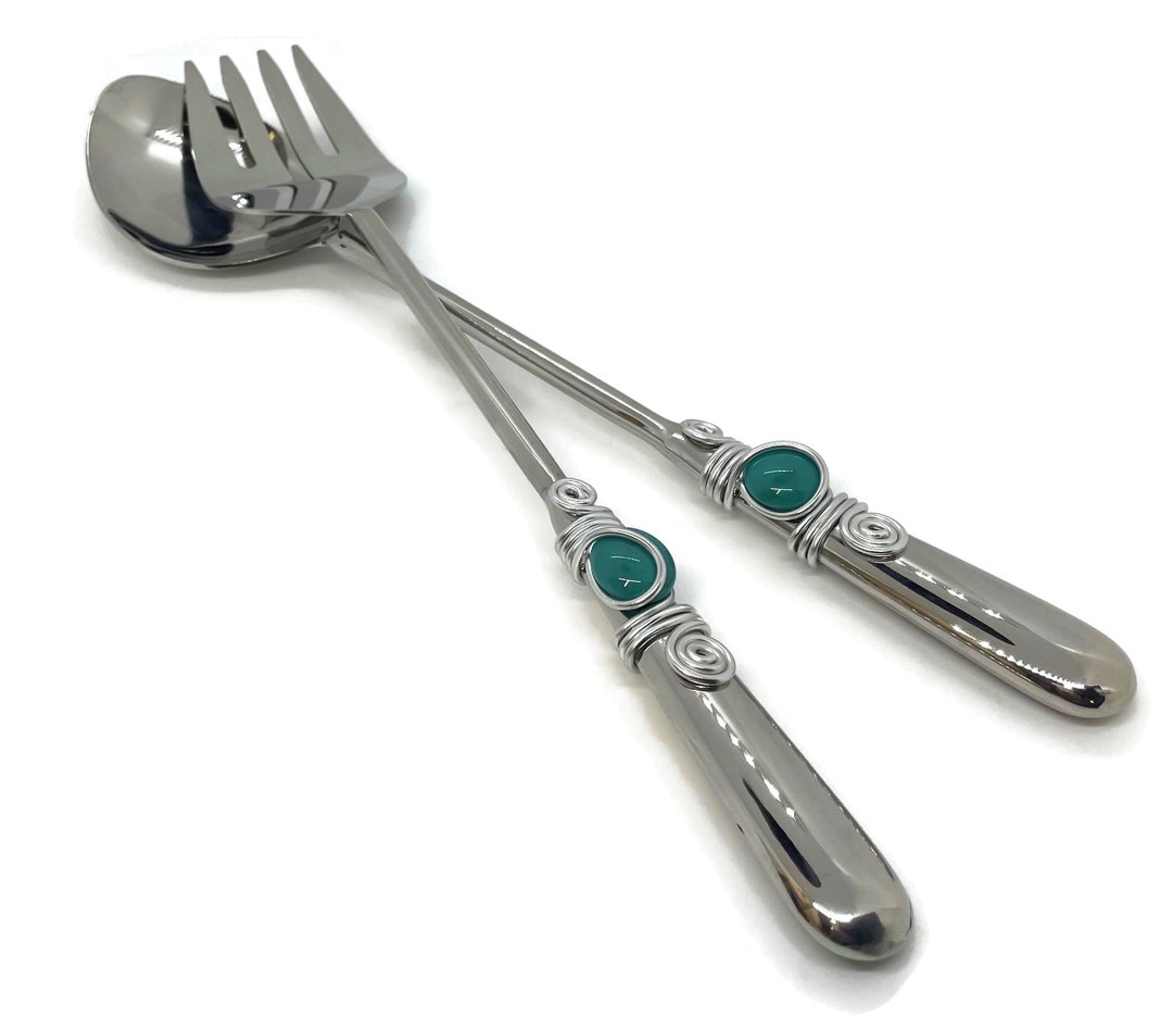 Large Salad Serving Set Salad Utensils Kitchen Utensil Wire Etsy Canada