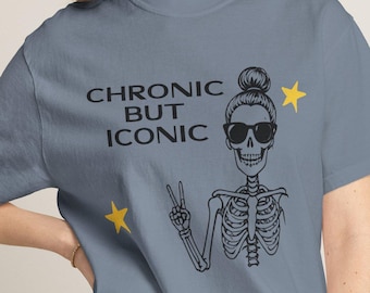 Camiseta Crónica Pero Icónica, Camiseta de Enfermedad Crónica, Camiseta de Concientización sobre el SED, Camiseta Divertida para Personas con Enfermedades Crónicas, Camiseta de Enfermedad Invisible, Regalo de Cebra