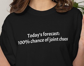 Pronóstico de hoy: 100% de probabilidad de caos articular, Camiseta de enfermedad crónica, Camiseta de concienciación sobre el síndrome de Ehlers-Danlos, Divertida Spoonie, Camiseta de enfermedad invisible Regalo de cebra