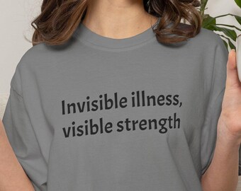 Enfermedad invisible, fuerza visible, Camiseta de enfermedad crónica, Camiseta de concienciación sobre el síndrome de Ehlers-Danlos, Divertida camiseta para personas con enfermedad crónica, Camiseta de cebra de enfermedad invisible