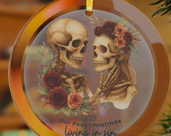 Skelett Paar Glasanhänger: Lustiger Gothic Weihnachtsschmuck