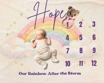 Manta personalizada de arcoíris para bebé, manta para hitos del bebé, regalo neutro para la habitación del bebé, idea de regalo para baby shower con temática de arcoíris