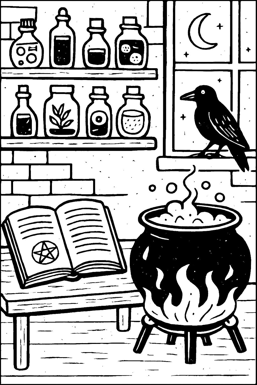 Gothic Halloween Coloring Pages: Witchy Adult Printables (PDF) - Etsy