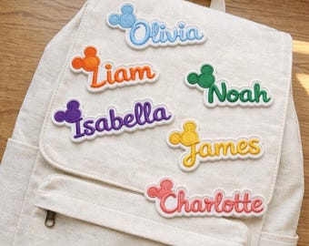 Naszywka z haftowanym imieniem Disney, spersonalizowana nazwa Disneyworld do naprasowania na kurtki, czapki, torby, mundurki, prezent dla niej