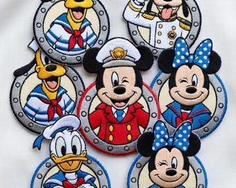 Gestickter Mickey Cruise Patch, Disney Fluch der Karibik Aufbügeln Jacken, Mickey und Friends Disney Reise, Zeichentrickfilm Geschenk für Fans