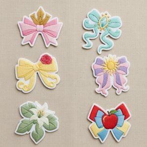 Disney Princess Bow Embroidered Patch, Elsa Rapunzel Belle Snow White Cinderella Tiana Iron On Jackets, Hats, Bags, Fairy Tale Gift For Fans