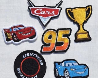 Disney Pixar McQueen Cars Embroidered Patch, Radiator Springs Piston Cup Iron On Jackets, Hats, Bags, Uniforms, Lightning Car Gift For Him