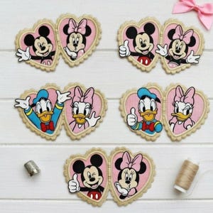Disney Mickey Minnie Heart Embroidered Patch, Disneyland Couple Mouse Donald Daisy Sew On Jackets, Uniforms, Mickey And Friends Patch Gift