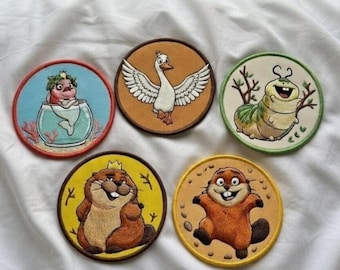 Naszywka z haftowanymi postaciami z filmu "Hoppers" z 2026 roku, kurtki do prasowania z motywem króla Jerzego, Mabela i Toma, jaszczurki i ryby, królowej Henryka i niedźwiedzia, mundury, prezent z filmu animowanego