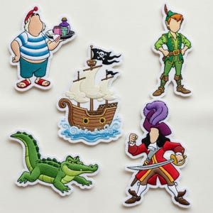 Peter Pan Embroidered Patch, Wendy Captain Hook Mr. Smee Tick-Tock Tinker Bell Nana Iron On Jackets, Villains Patch, Disney Gifts For Kids