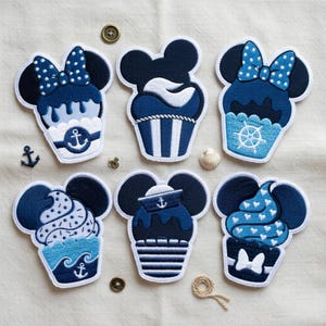 Mickey Minnie Cruise Embroidered Patch, Disney Ice Cream Pirates of Caribbean Iron On Jackets, Magic Kingdom Food Snacks, Gift For Fans