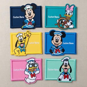 Patch bordado personalizado com o nome do Mickey Cruise, Disney Mickey Minnie Pluto Pateta Piratas do Caribe para aplicar em jaquetas, presente para fãs de desenhos animados.