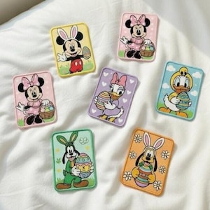 Embroidered Disney Mickey Minnie Easter Day Patch, Cute Easter Eggs Iron On Jackets, Bag, Uniforms, Disney Character Patch, Gift For Fans