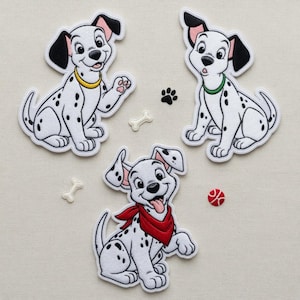 Parche bordado de 101 Dálmatas, parche termoadhesivo de Cruella De Vil de Disney Puppy, regalo de Disneyland para niños