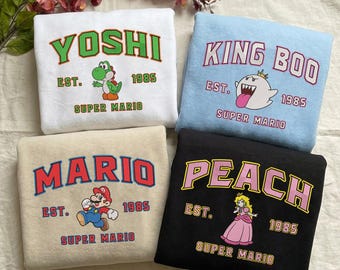 Sudadera bordada con personajes de Mario, Epic Universe 2026, camiseta de Super Mario Luigi Yoshi, vacaciones familiares gamer, regalo para viaje a Disney