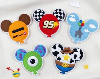 Disney Characters Balloons Embroidered Patch, Pixar Carl Ups Mc Queen Cars Wall E Toy Story 5 Iron On, Disney Trip Gift, Gifts For Kids