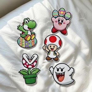 Disney Mario Kart Easter Day Embroidered Patch, Super Mario Bros Luigi Princess Mushroom Yoshi Sew On Jackets, Uniforms, Nintendo Patch Gift